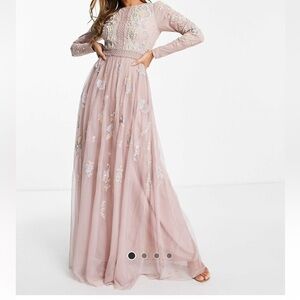 ASOS Blush Embroidered Maxi Dress